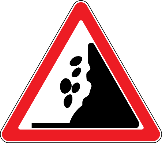 1.25.2 Căderi de pietre- sector de drum pe care sînt posibile avalanşe, alunecări de teren sau căderi de pietre.