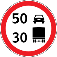  3.29 "Viteză maximă limitată pe categorii de autovehicule".